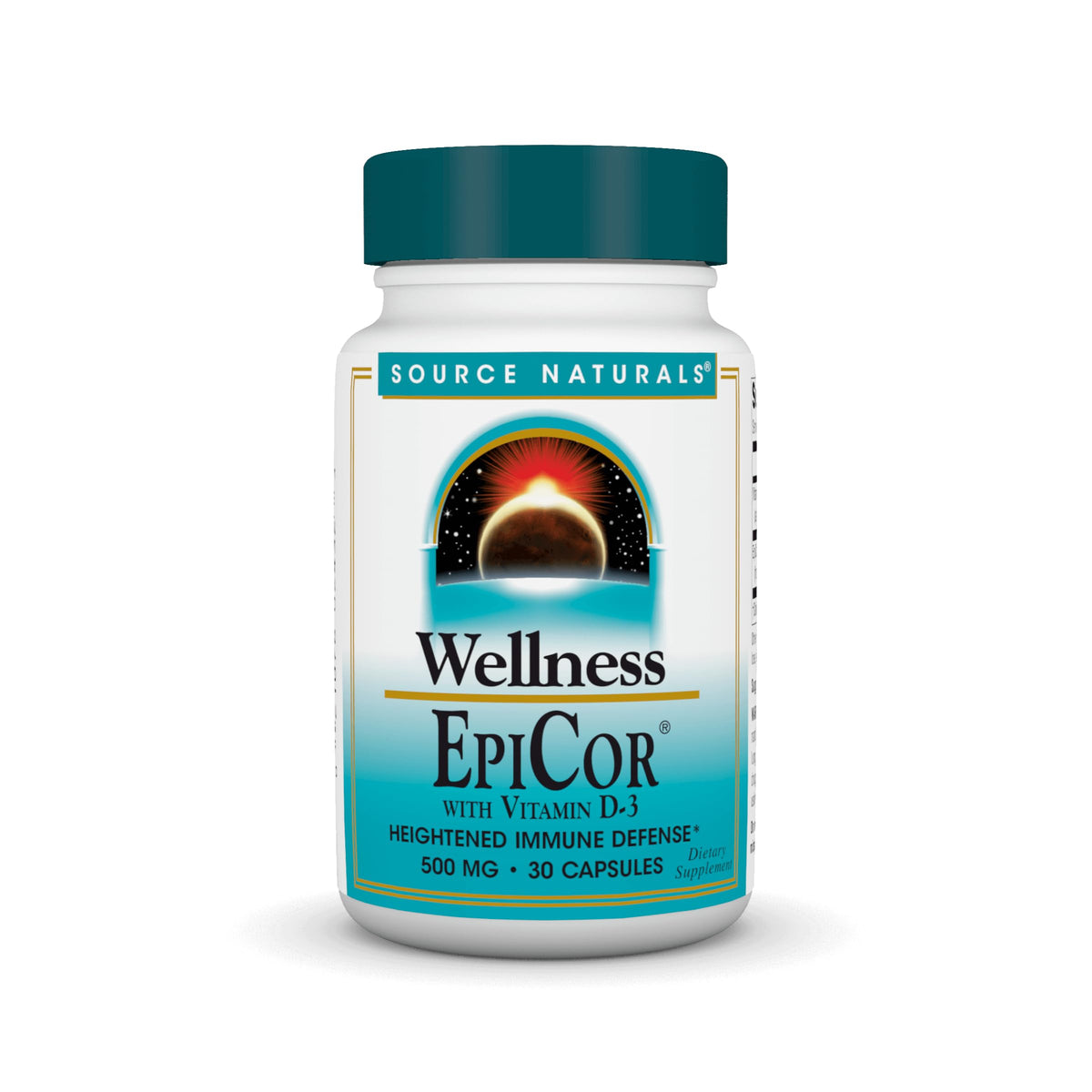 Source Naturals Wellness EpiCor con Vitamina D-3, cápsulas, apoyo a la respuesta inmune saludable.