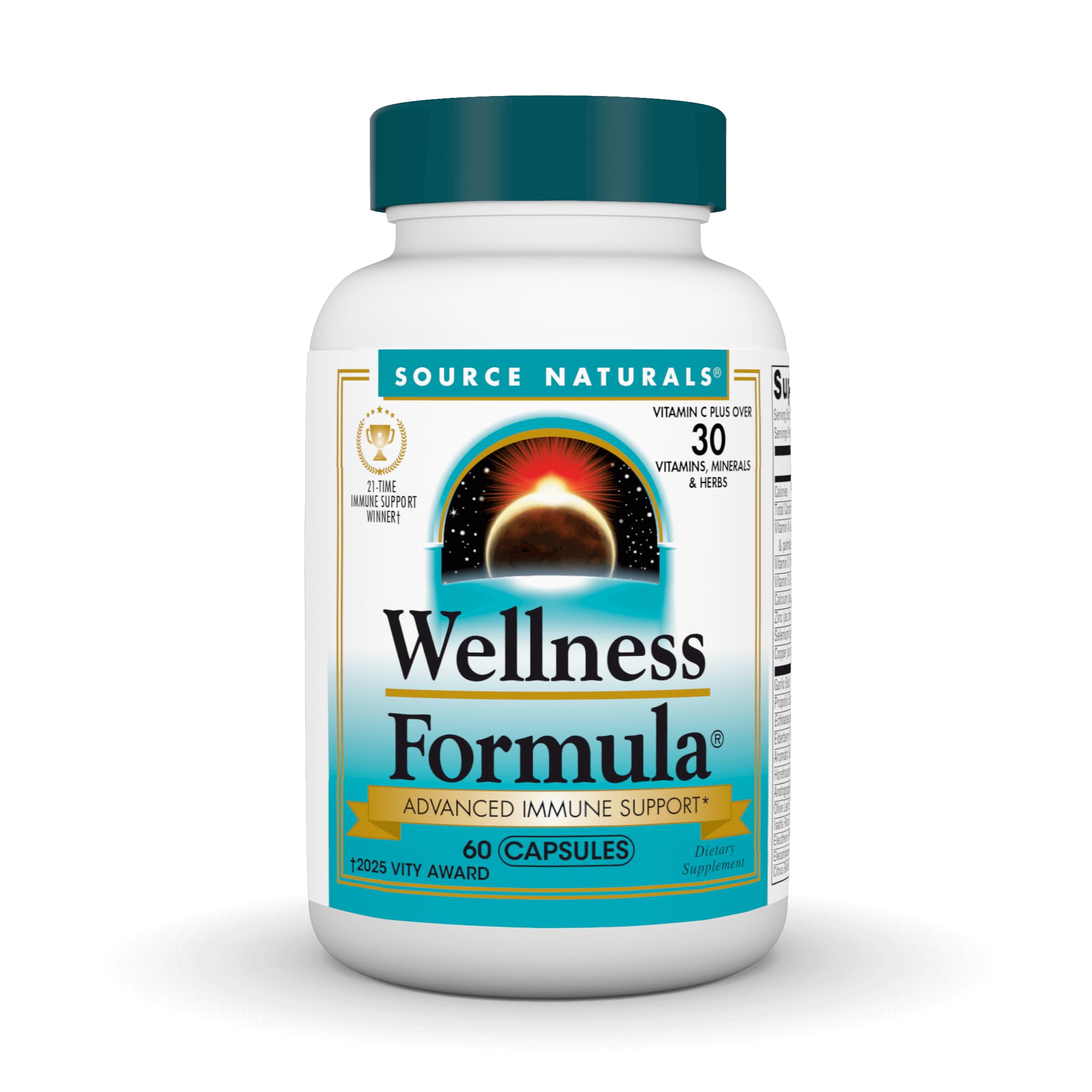 Source Naturals Wellness Formula: botella frontal para apoyo inmunitario diario.