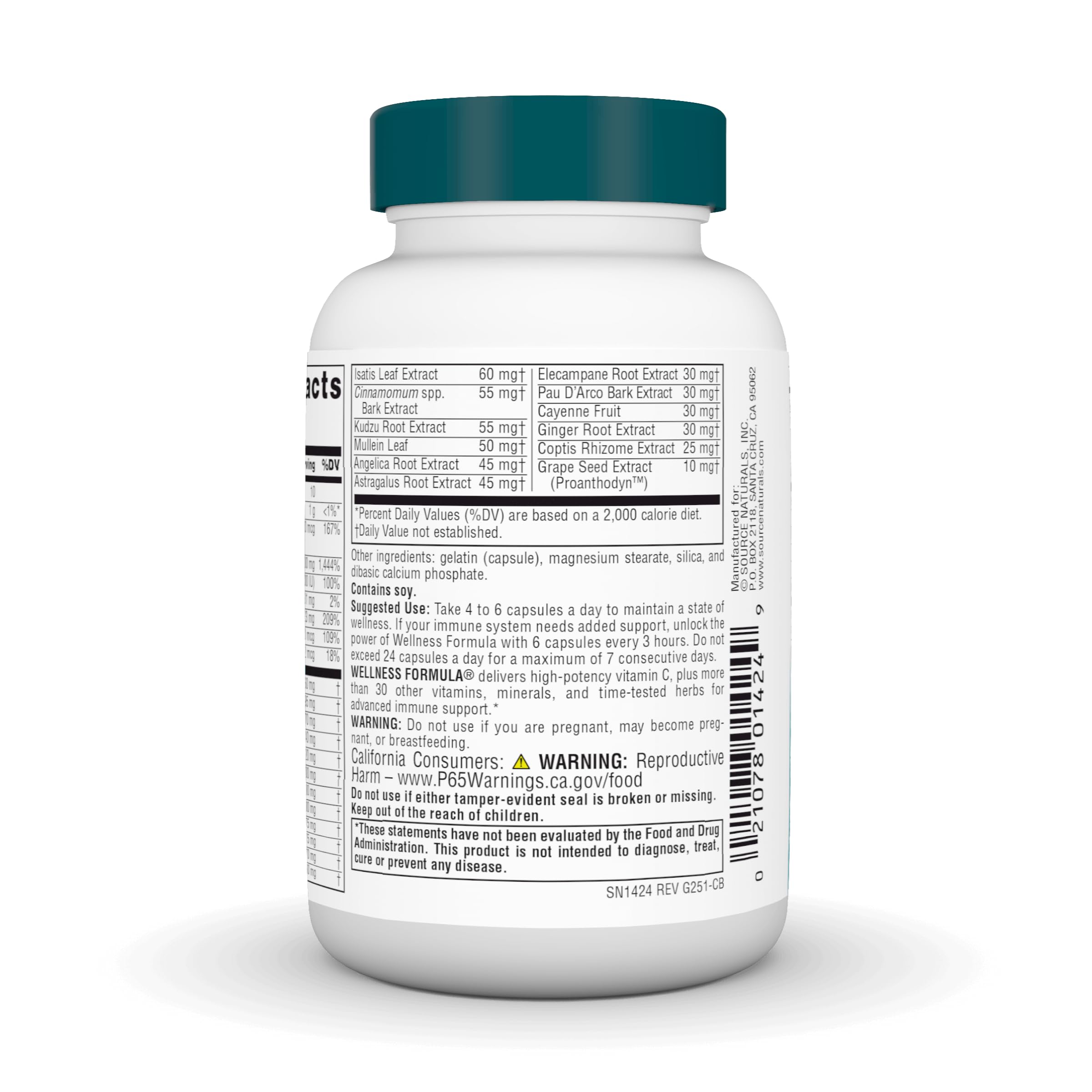 Source Naturals Wellness Formula: cápsulas para uso diario y mayor vitalidad.