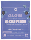 Sourse Dark Chocolate Glow Bites empaque principal, snack diario sin gluten.