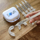 SOVA White sonrisa brillante en casa: uso seguro y práctico.