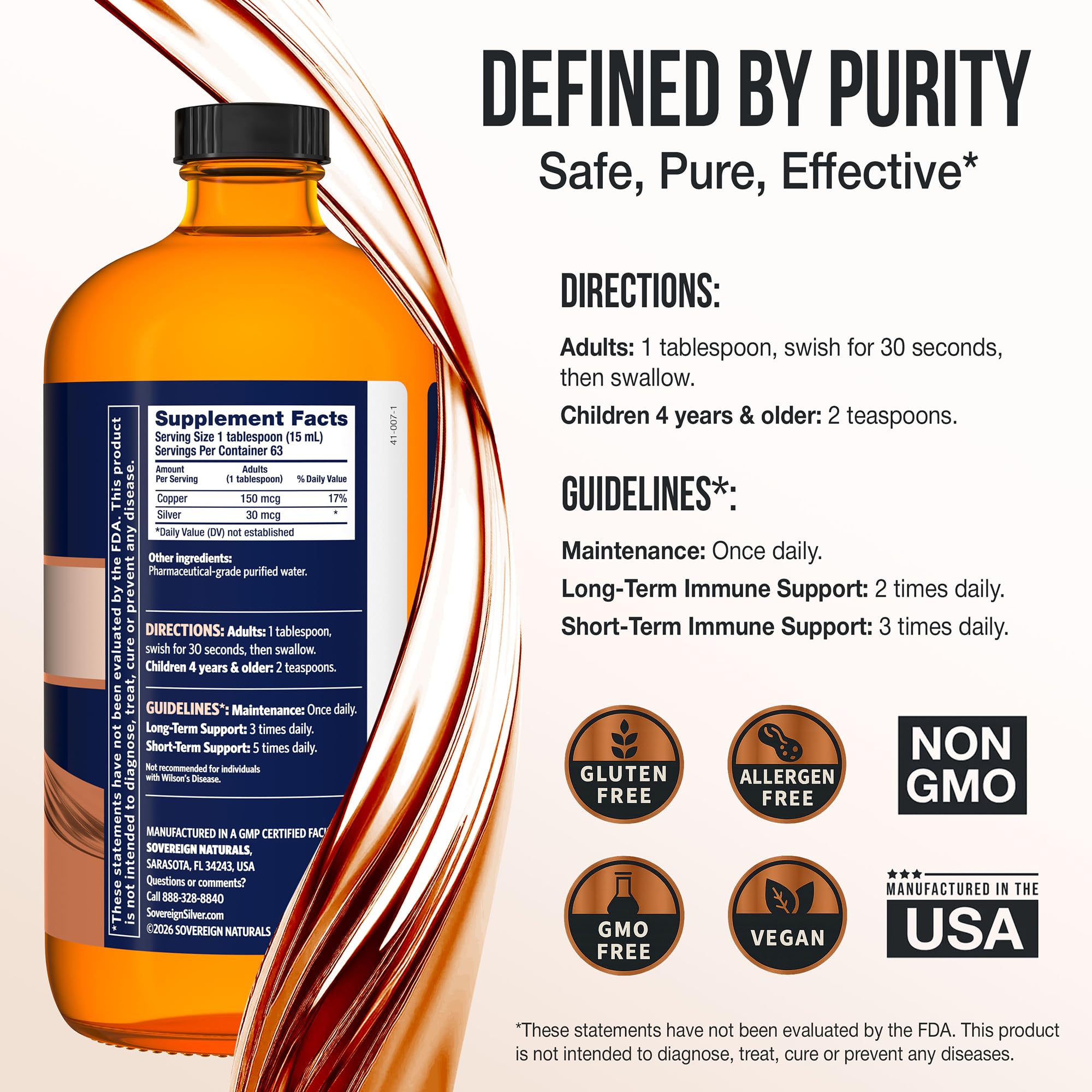 Sovereign Copper Bioactivo Hidrosol, botella de vidrio que preserva pureza y absorción potencial
