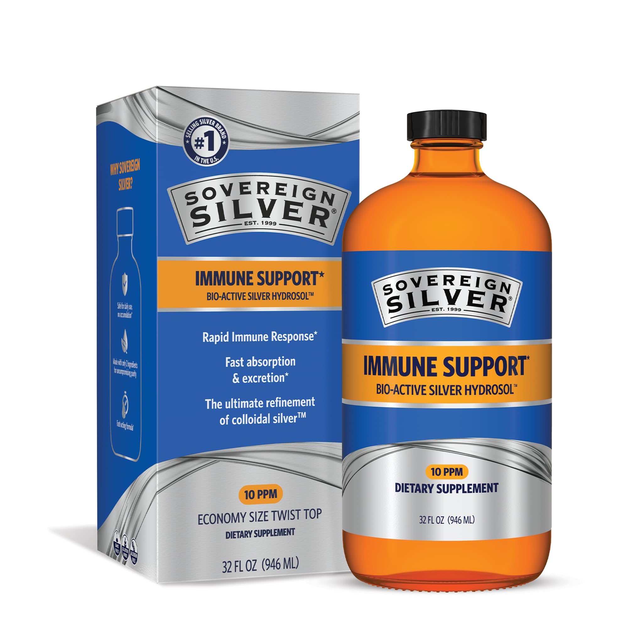 Sovereign Silver, botella para vertido, facil dosificacion diaria.