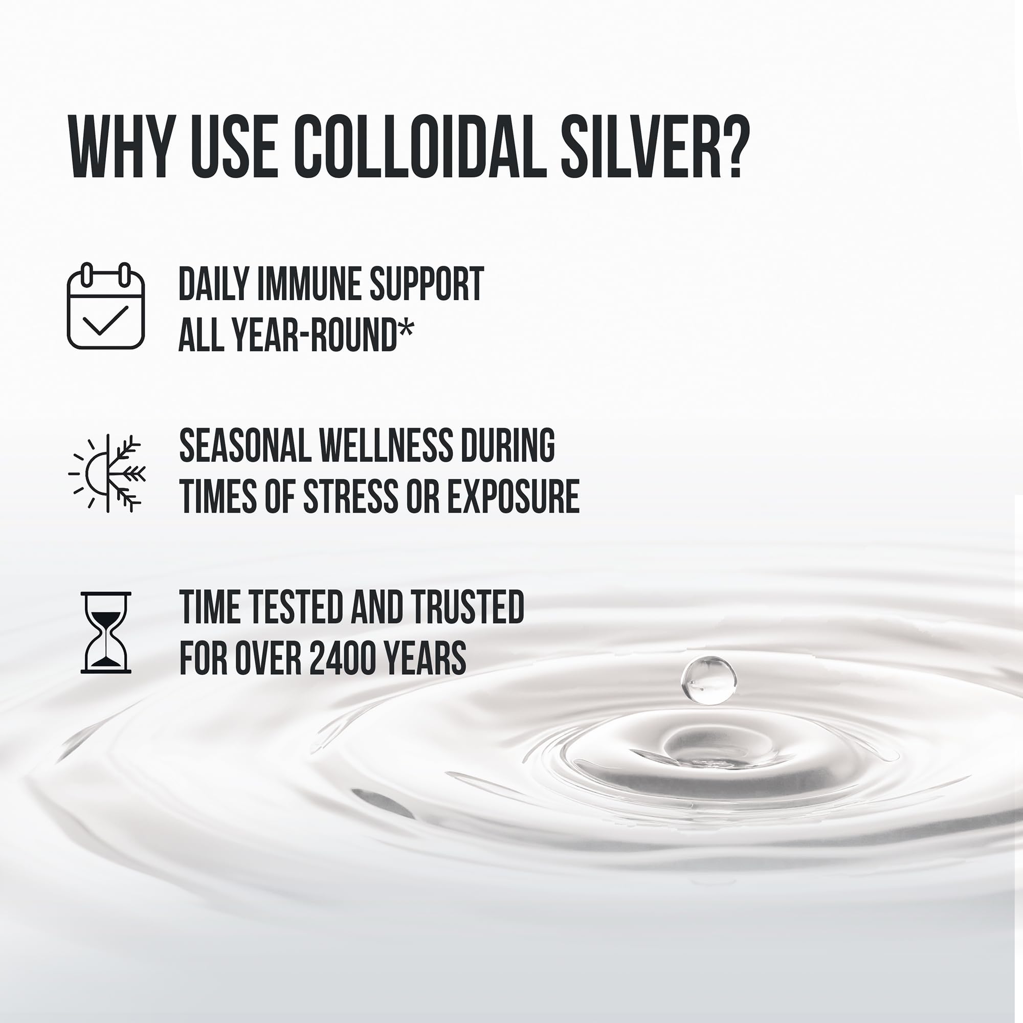 Sovereign Silver, etiqueta de certificación NSF-NASC para confianza.