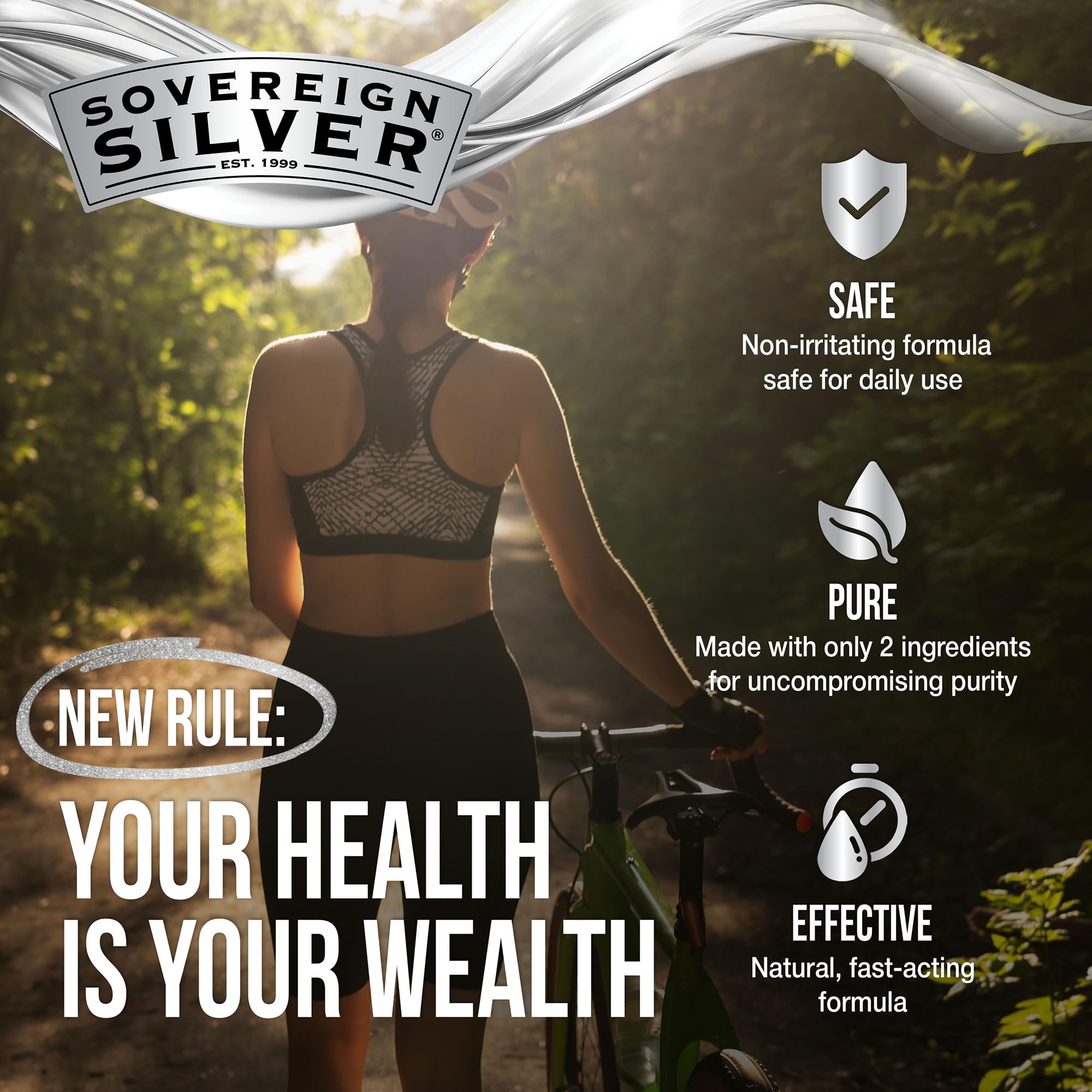 Sovereign Silver hidrosol bioactivo para apoyar vías respiratorias naturales.
