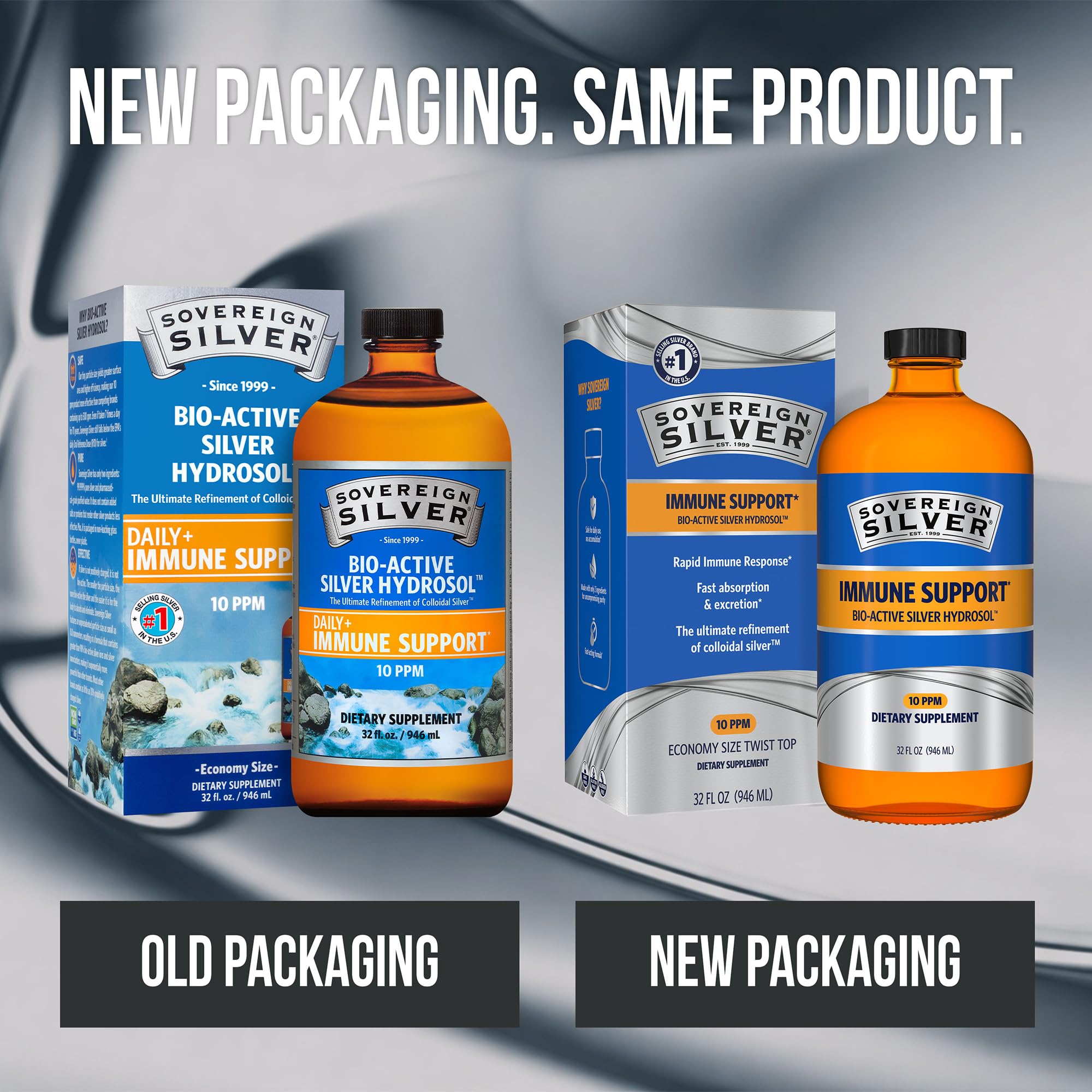 Sovereign Silver, frasco-ambar protege la pureza y estabilidad del producto.