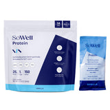 SoWell GLP-1 Protein Vanilla en pote, mezcla proteica para apoyo a la masa muscular.