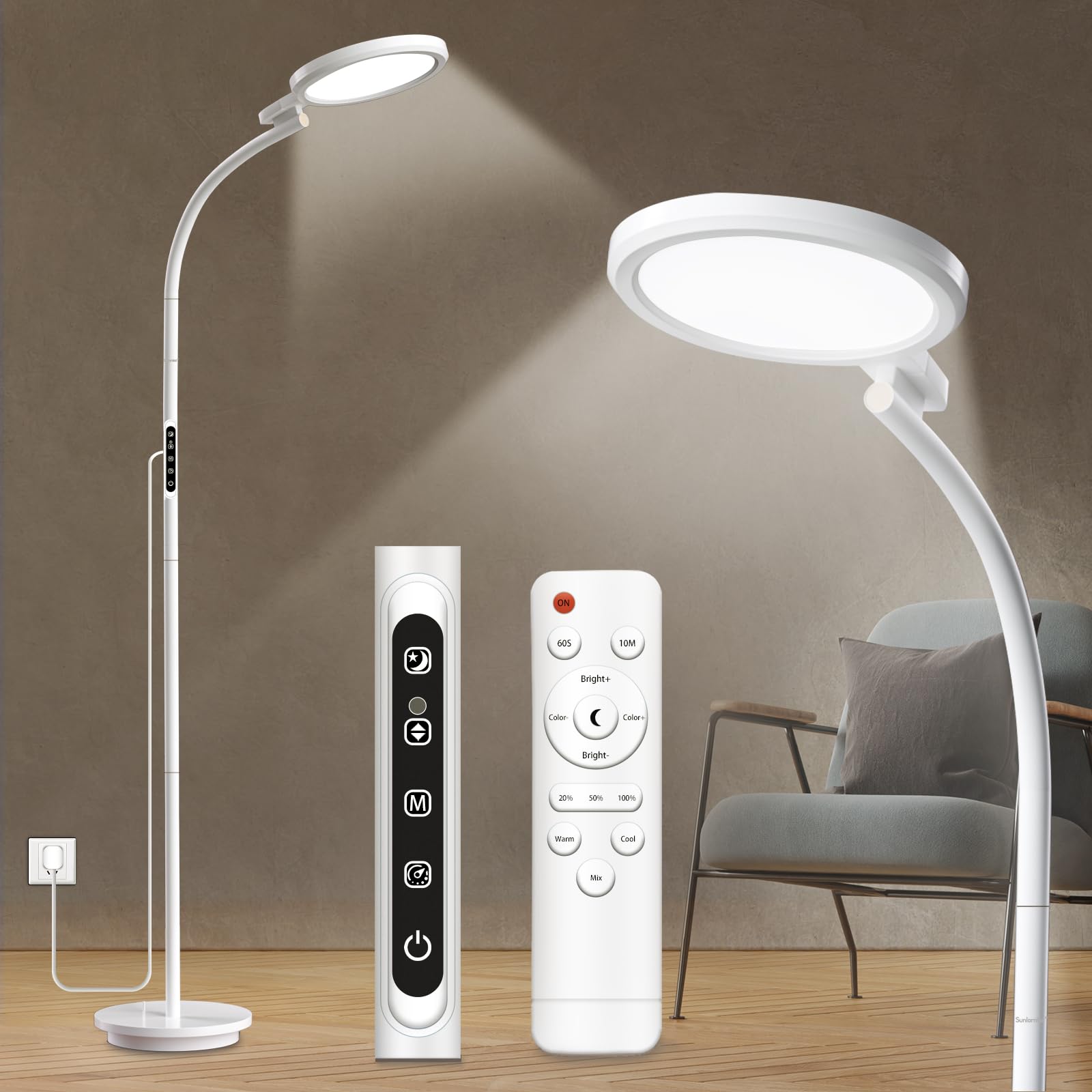 Sozapooty lampara terapia 10000lux en salon para iluminación natural y bienestar