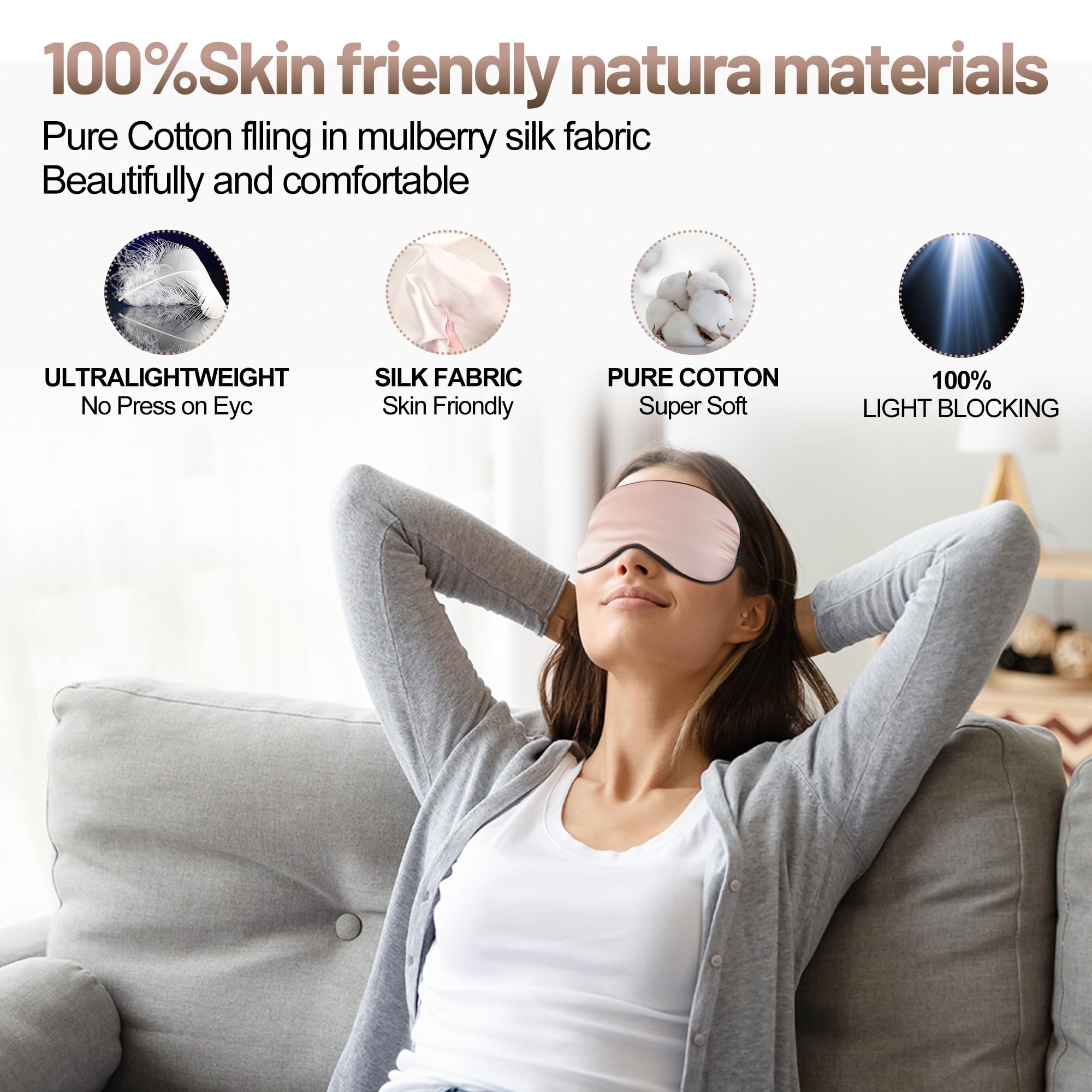SpacePower mascarilla ojos seda rosa ideal para viajar