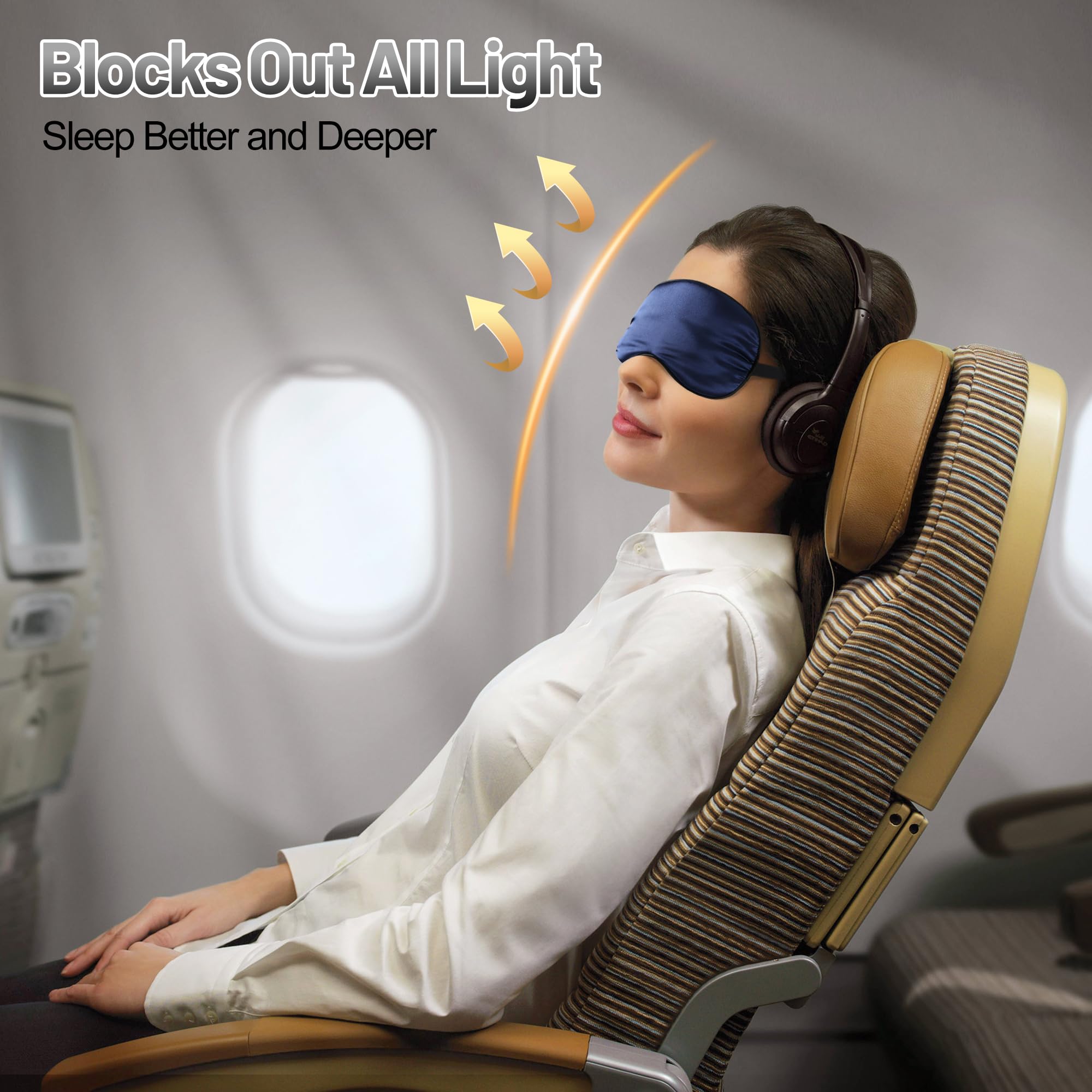 SpacePower mascarilla seda negra portátil para dormir en avión