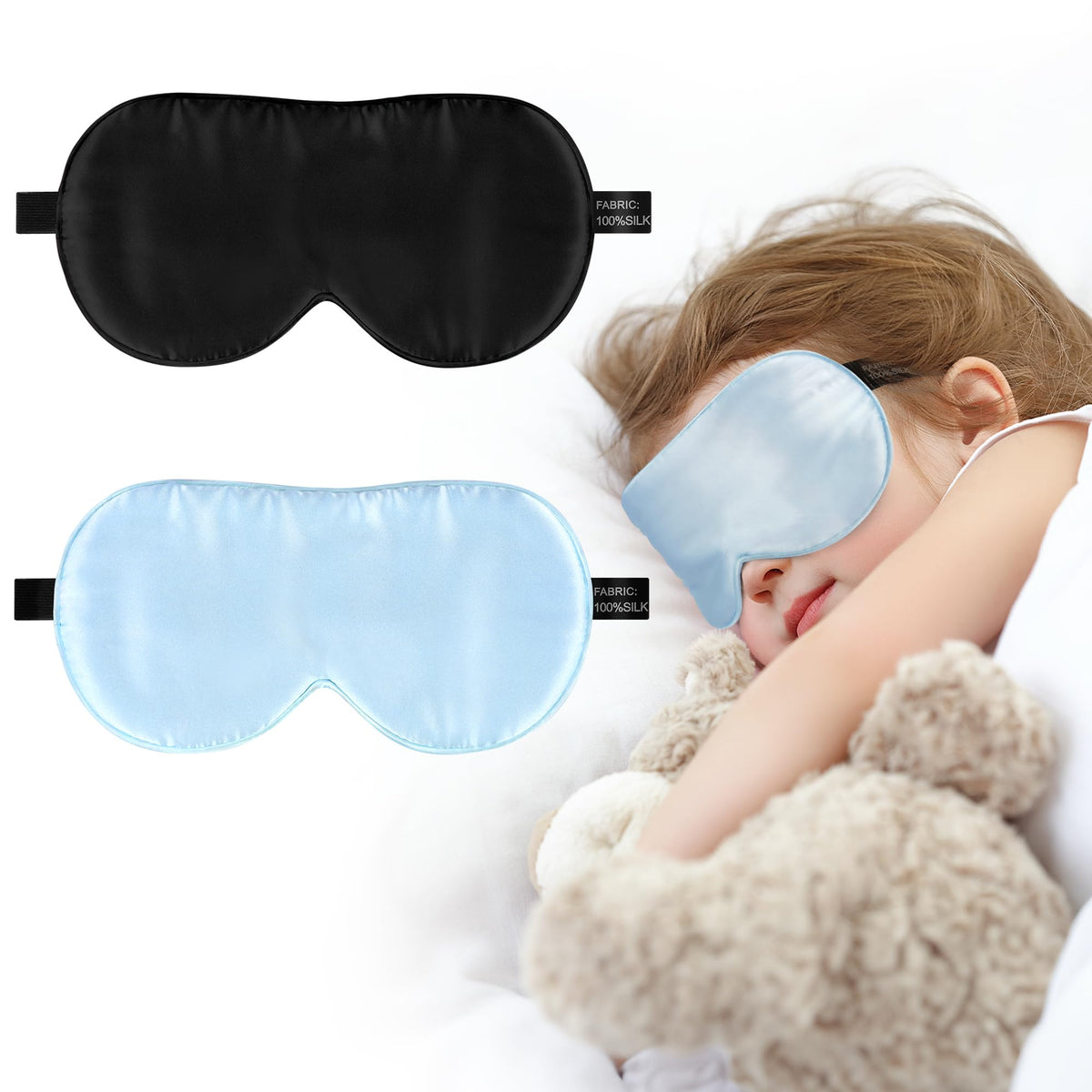 Spacepower mascarilla de seda para niños con ajuste cómodo para dormir