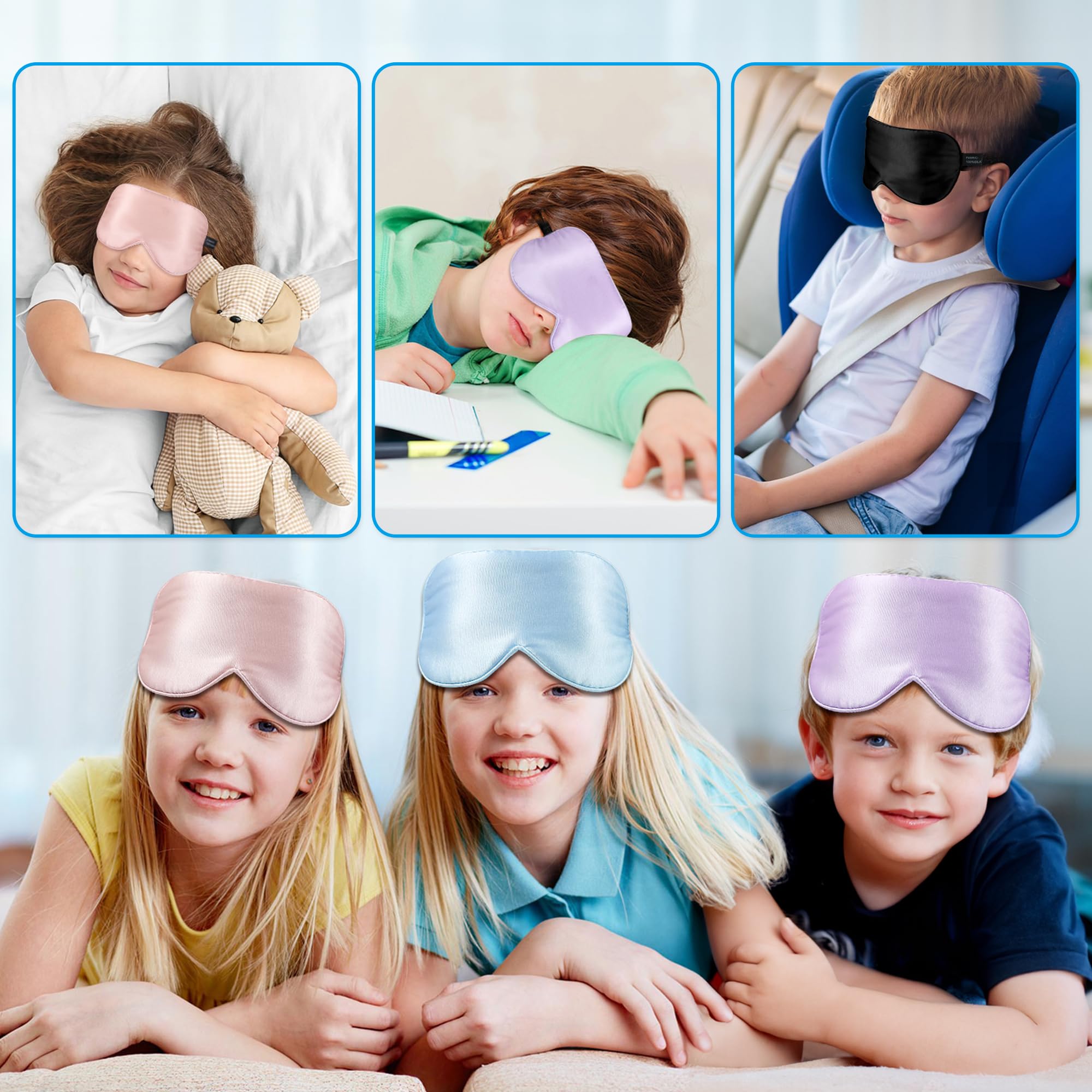 Spacepower mascarilla seda niños suave y ligero para dormir cómodo