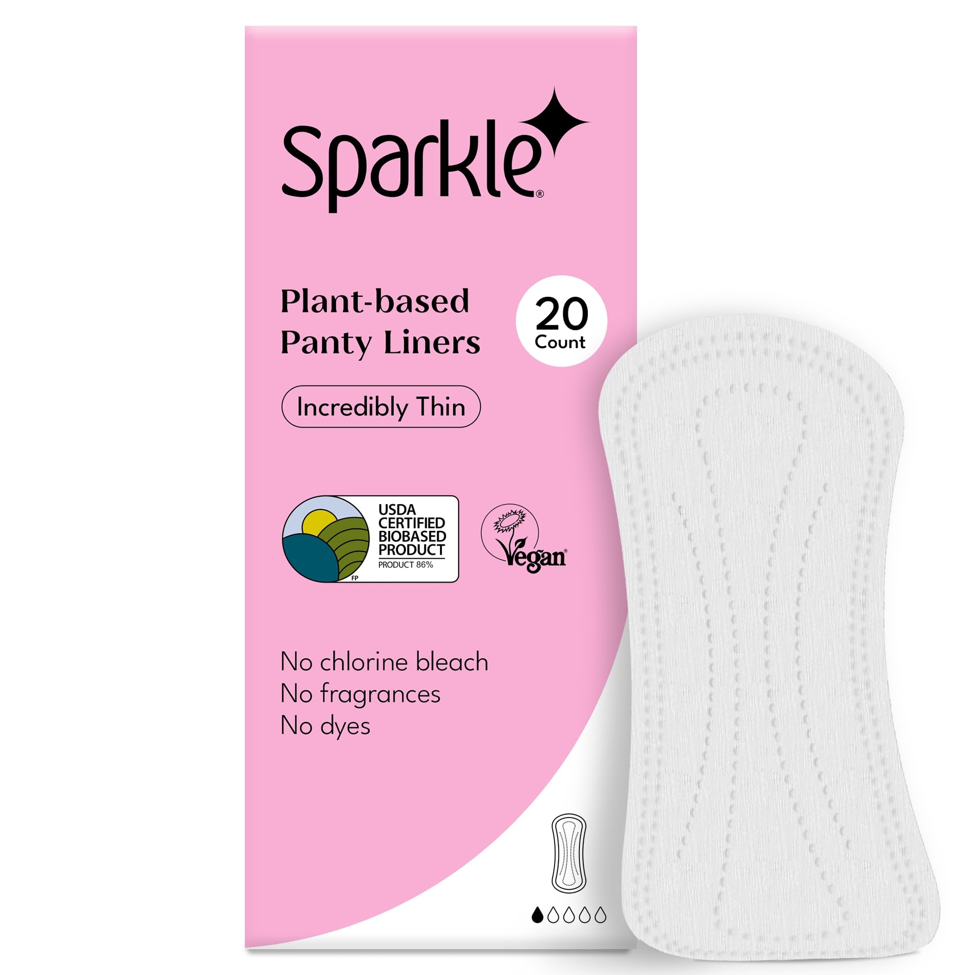 Caja de Sparkle protector diario ultrafino, cómodo para uso diario.