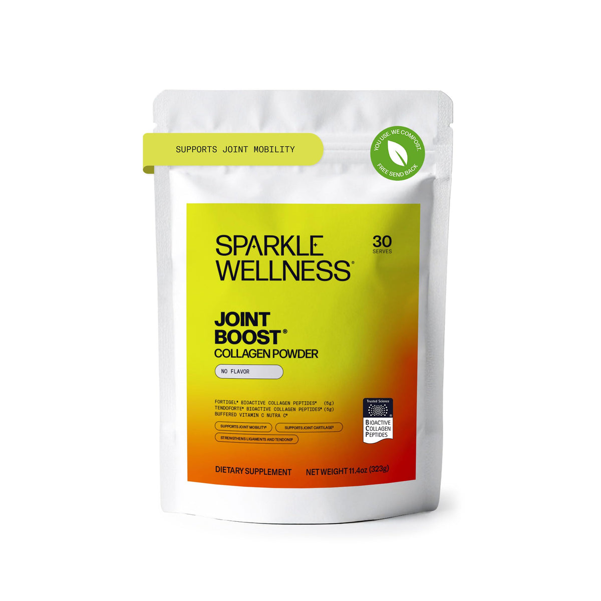 Sparkle Wellness Fortigel Tendoforte, polvo sin sabor ideal para mezclar sin alterar el sabor