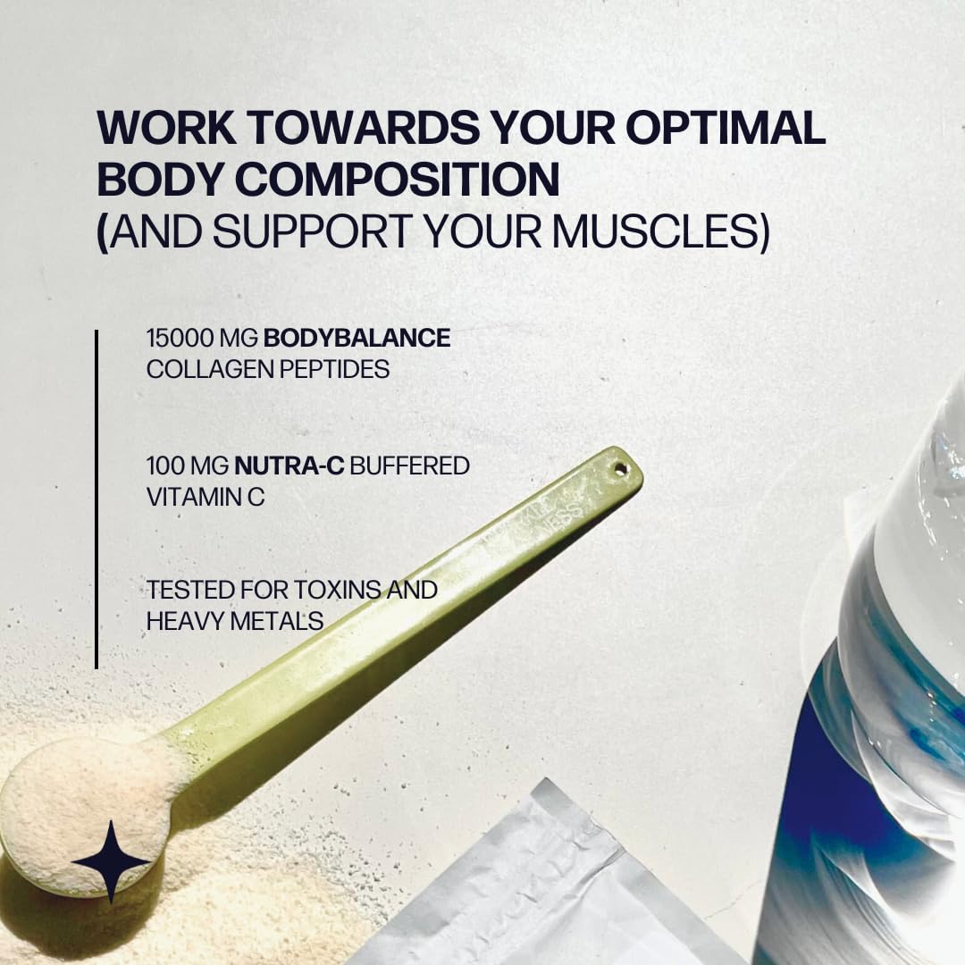 Etiqueta de Sparkle Muscle Boost destaca BODYBALANCE y Vitamina C.
