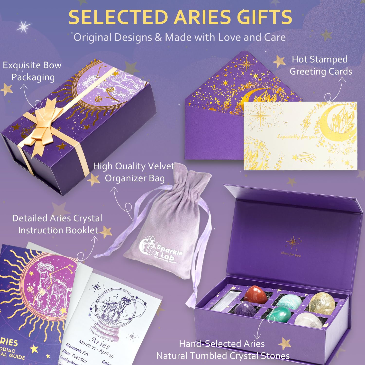 Sparkle x Lab Aries: piedras naturales pulidas para uso diario.