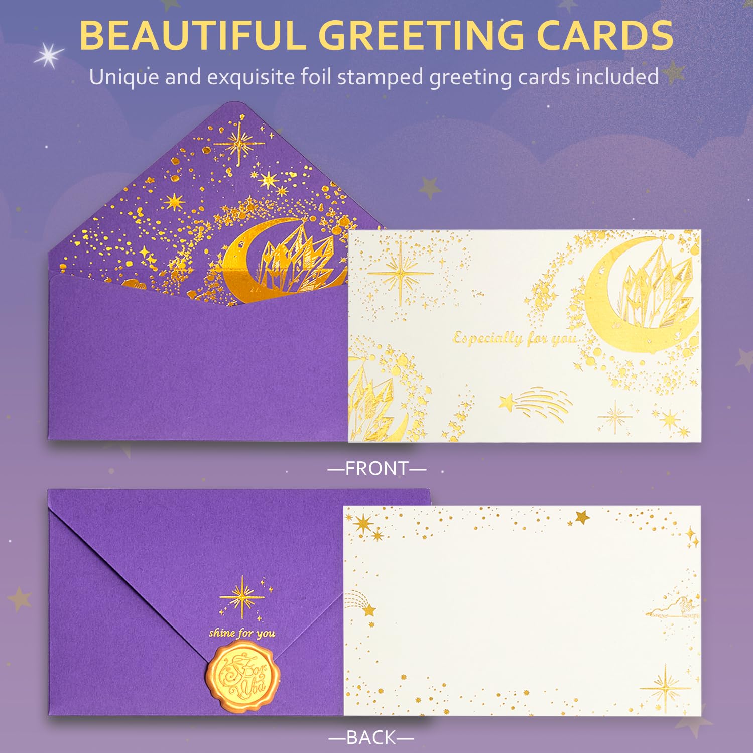 Sparkle x Lab Aries: tarjeta con estampado metalizado, detalle de lujo.