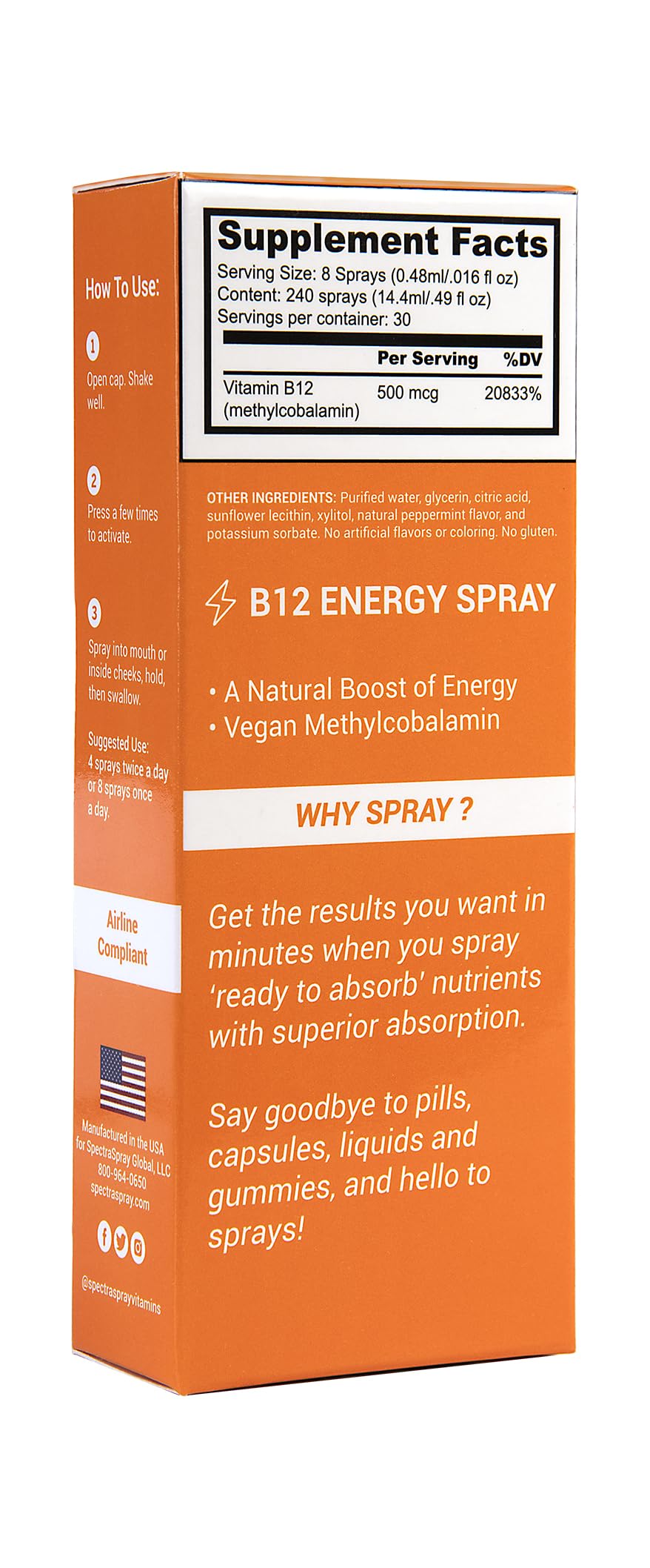 Spectraspray B12 empaque sostenible y vegano