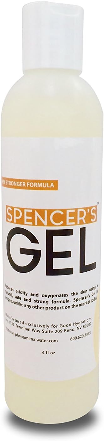 Botella de Spencer's Gel con fórmula alcalina para aplicación rápida en la piel