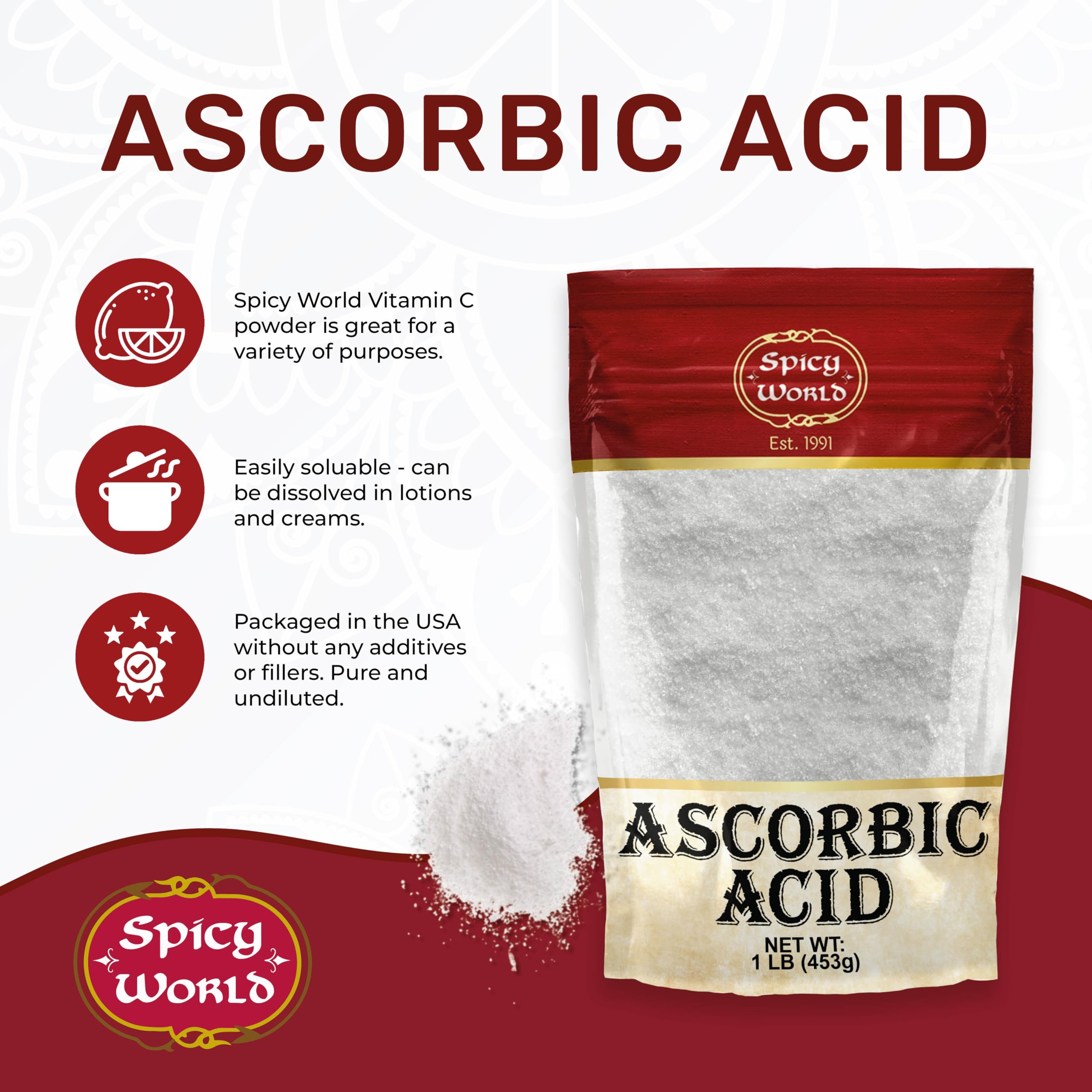 Spicy World ácido ascórbico para cocina casera y frescura