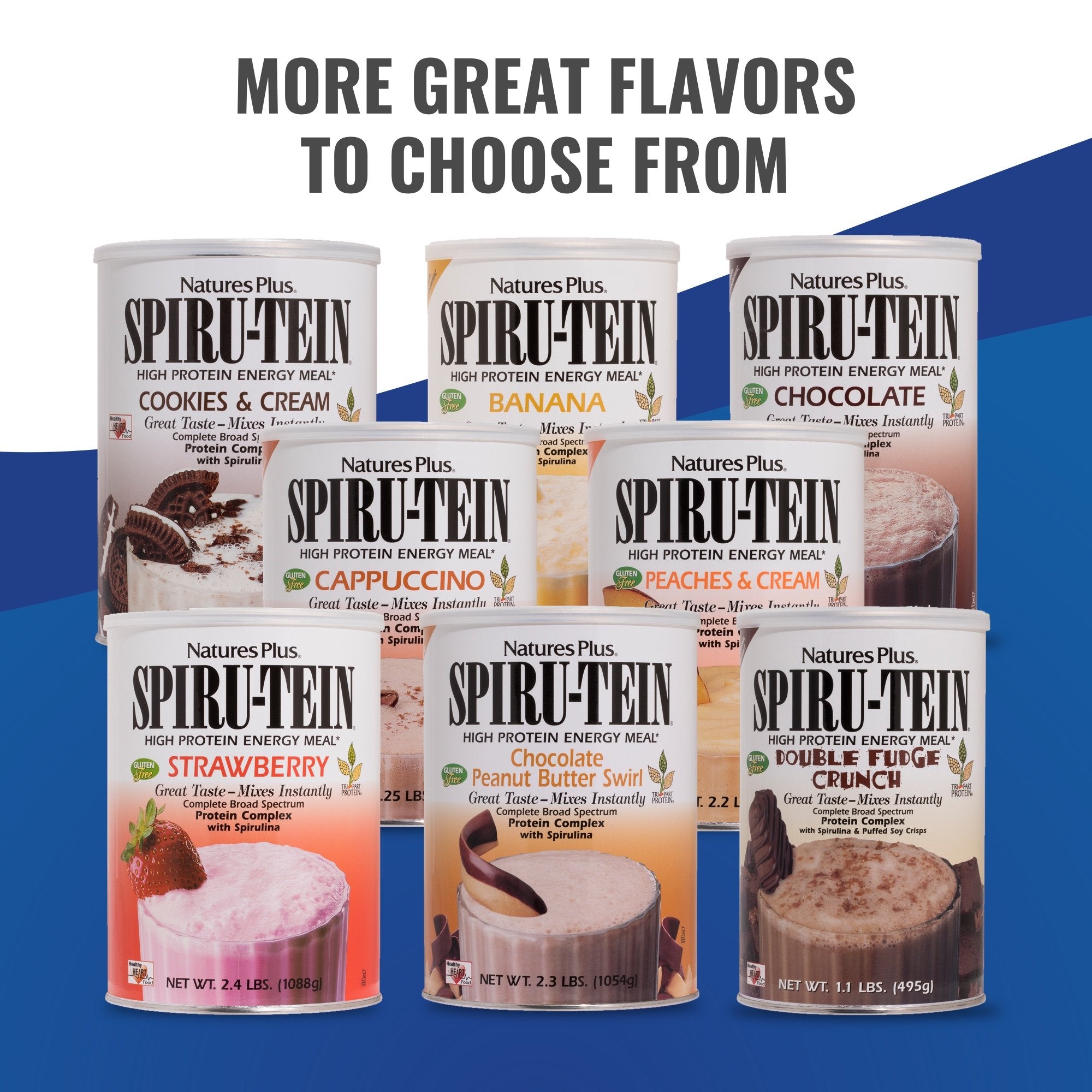Taza y batido SPIRU-TEIN, ideal para recargar energía.
