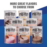 Taza y batido SPIRU-TEIN, ideal para recargar energía.