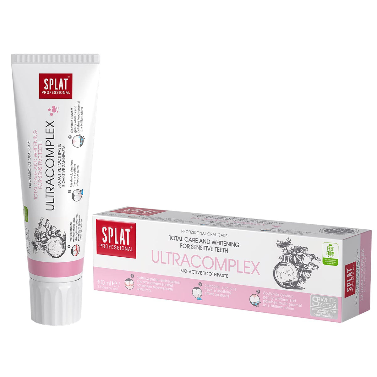 Splat Ultracomplex frente del envase, blanqueamiento suave para dientes sensibles