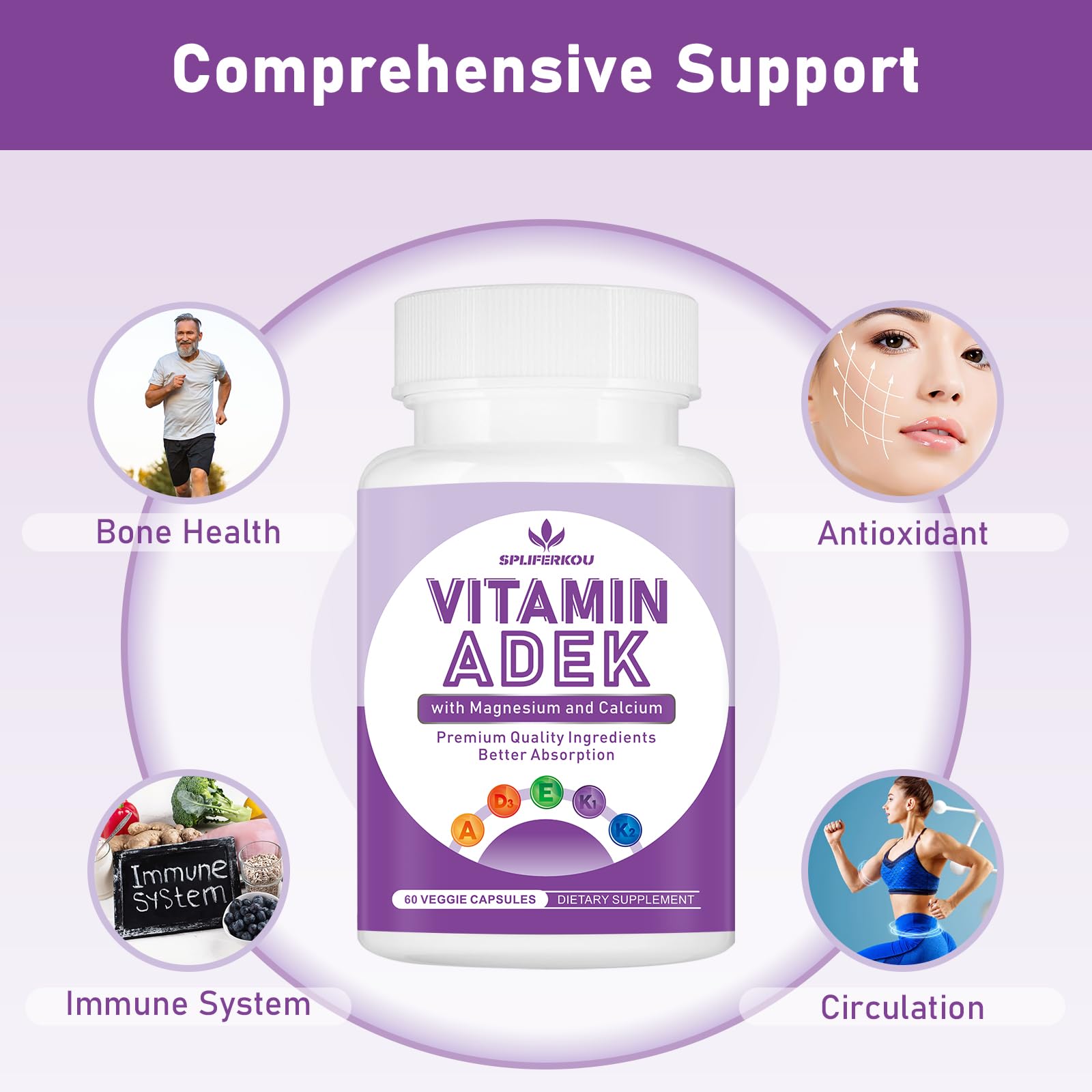 Spliferkou ADEK, vitaminas para huesos fuertes y bienestar diario.
