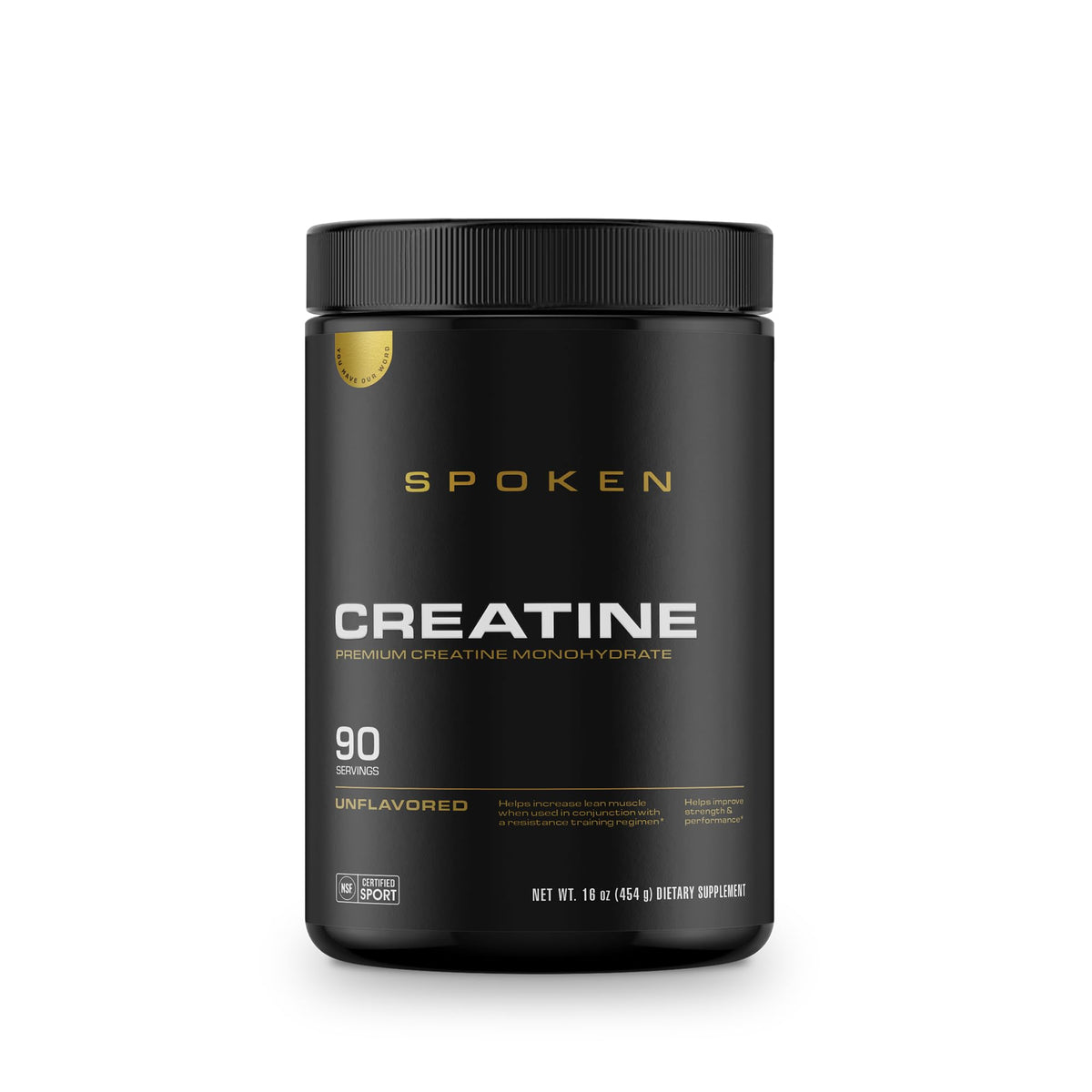 Spoken creatina monohidrato, polvo sin sabor, energía sostenida para entrenamientos intensos.