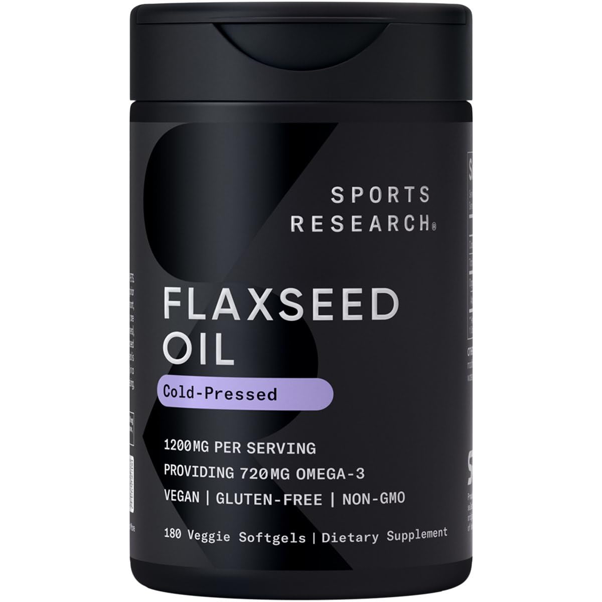 Sports Research aceite de linaza en botella, fuente de omega-3 para bienestar diario.