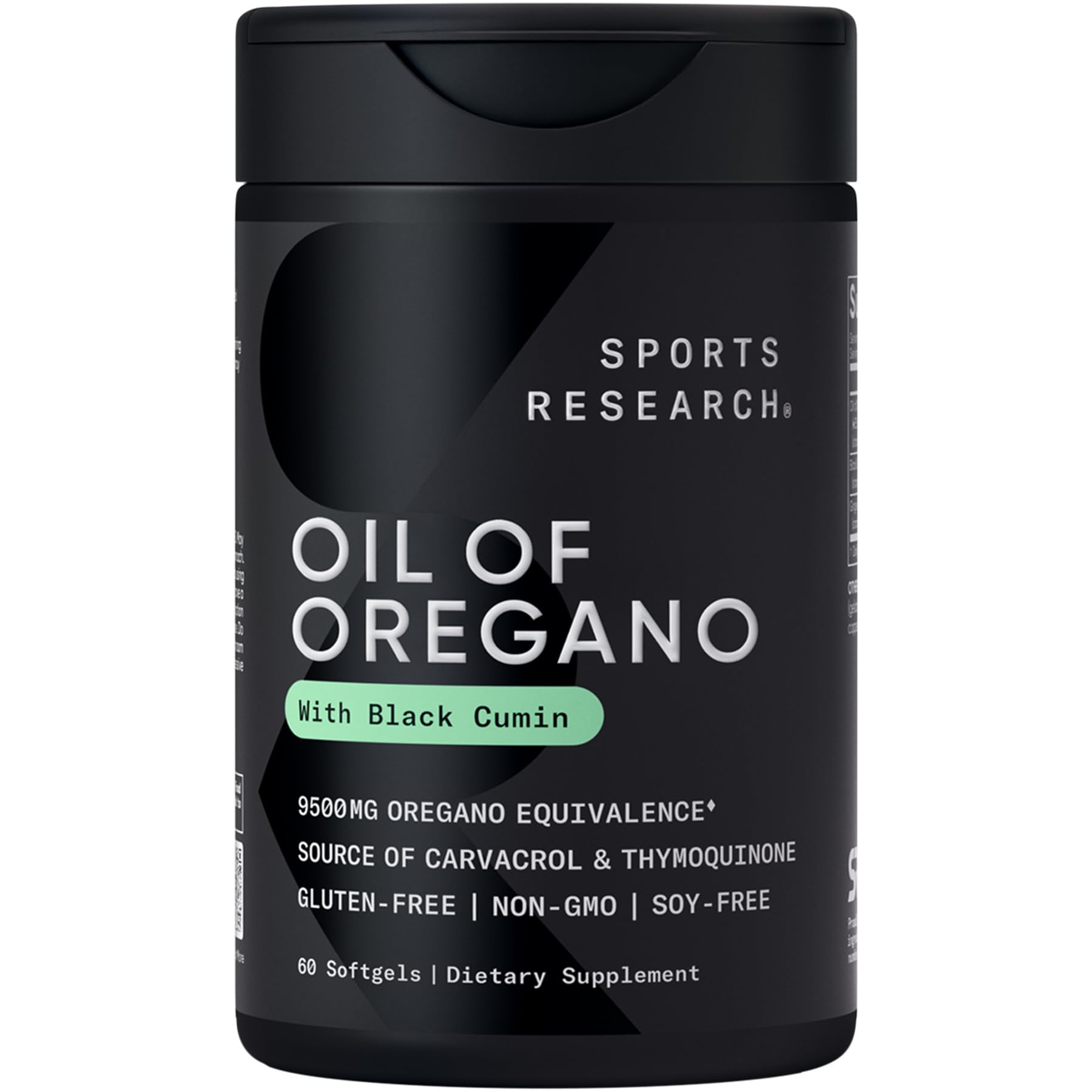 Sports Research Aceite de oregano 9500mg en botella, apoyo antioxidante diario.