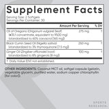 Sports Research Aceite de oregano 9500mg con etiqueta frontal clara.