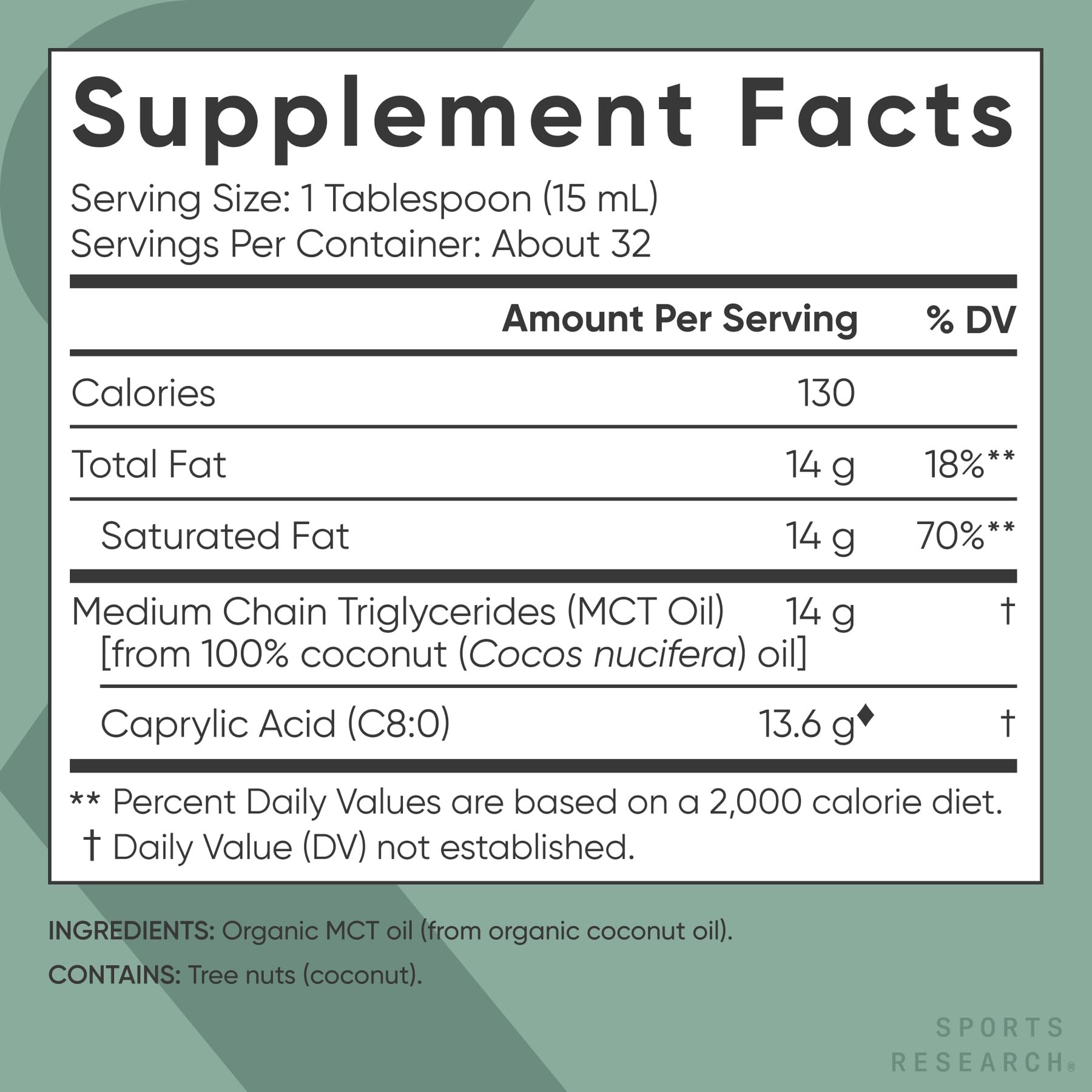 Sports Research Aceite MCT Orgánico para batidos de proteína, sabor neutro