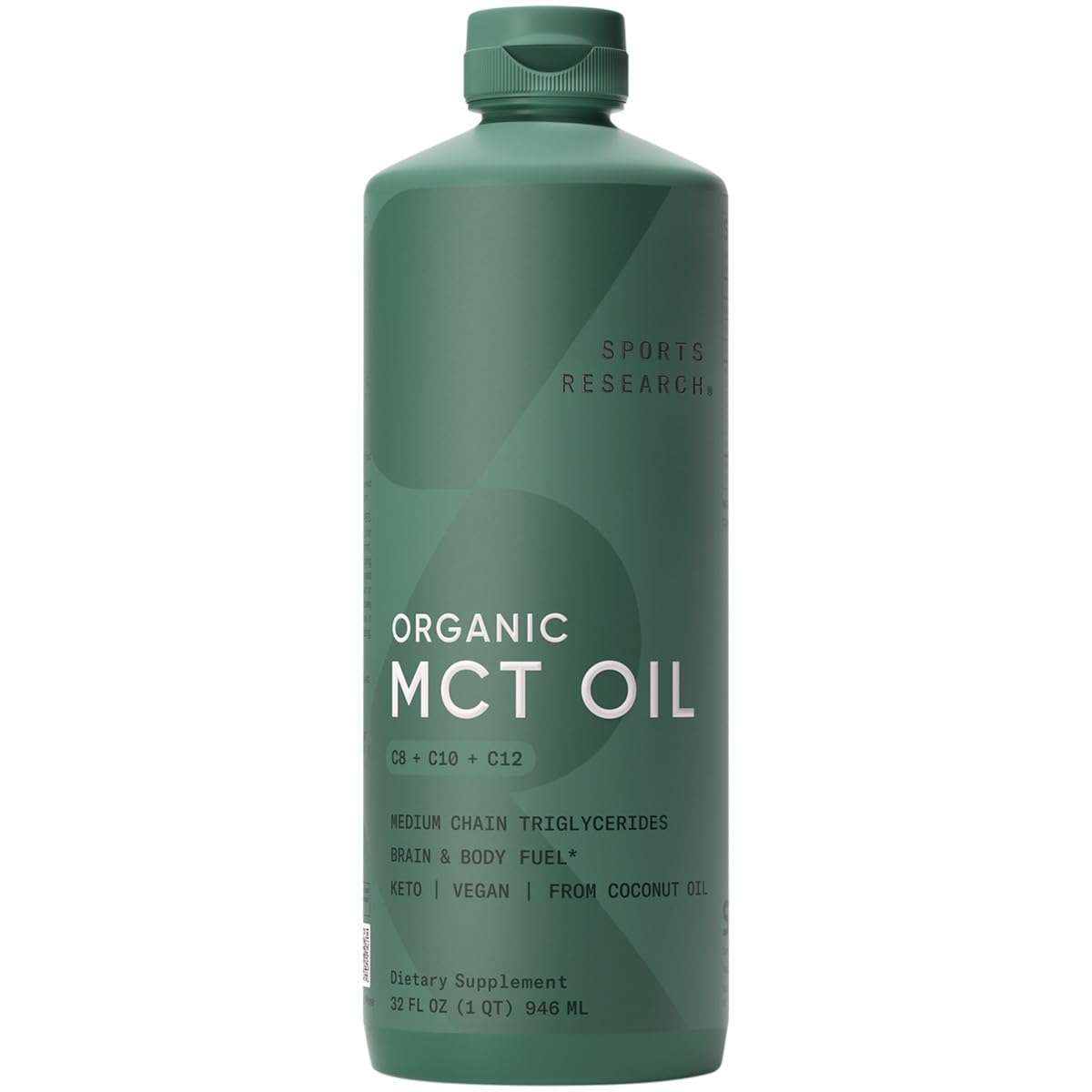 Sports Research Aceite MCT Orgánico en botella, vertido suave para café.