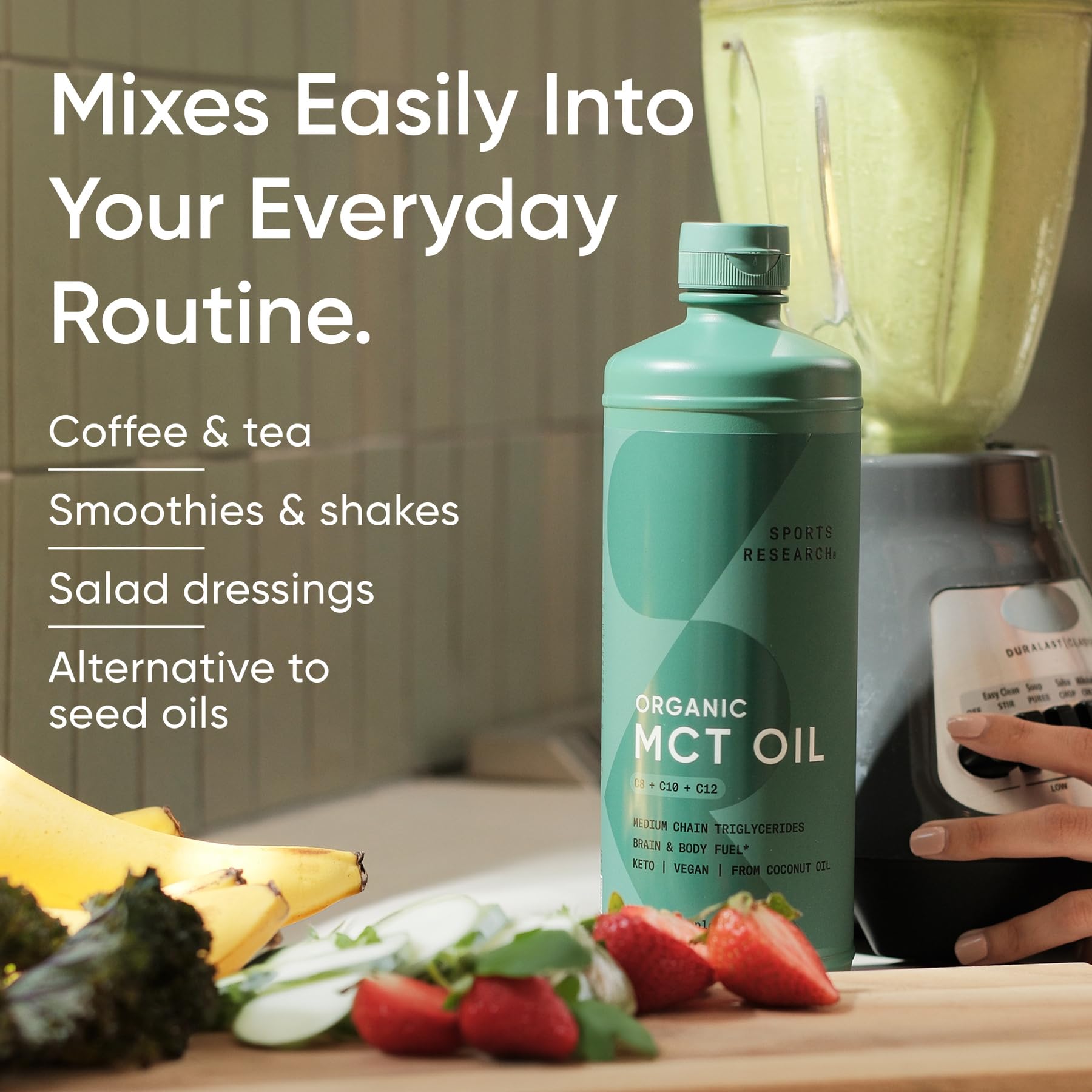 Sports Research Aceite MCT Orgánico para cocinar sin sabor