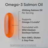Sports Research Salmon Oil: cápsulas softgel que entregan omega-3 EPA y DHA.