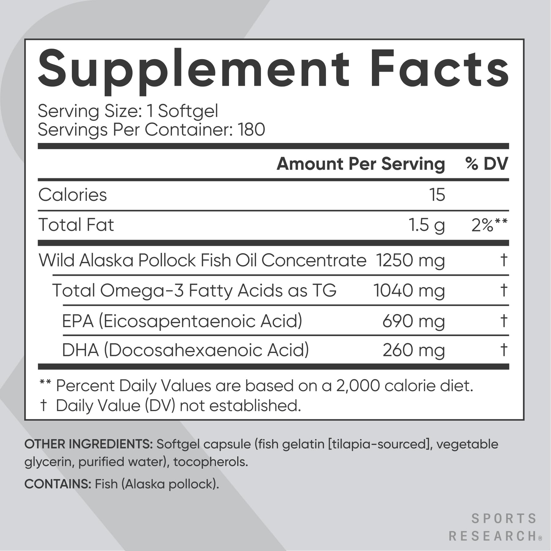Alaska Pollock salvaje, fuente de omega-3 en Sports Research