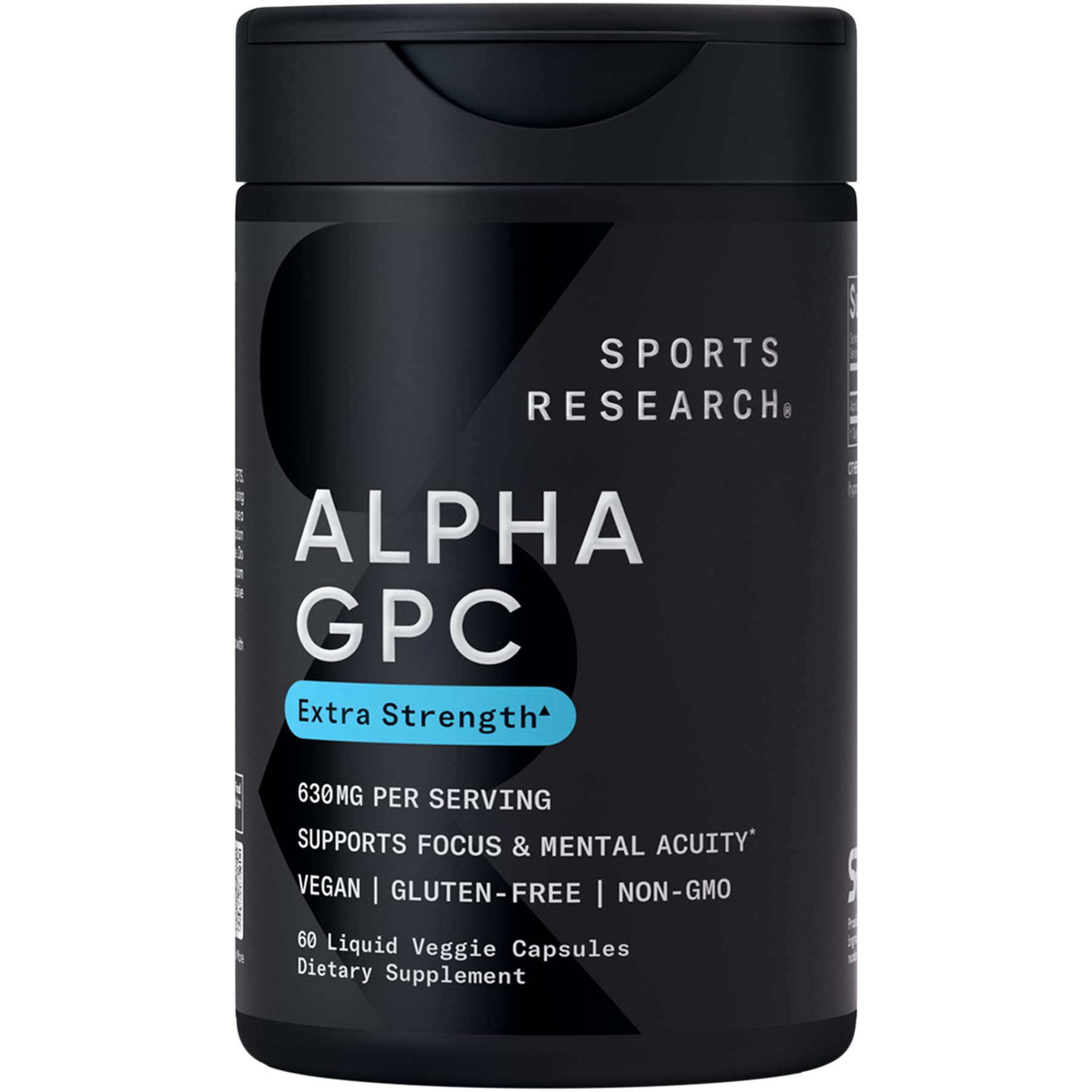 Sports Research Alpha GPC 630 mg: bote de cápsulas líquidas para enfoque diario