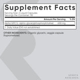 Sports Research Alpha GPC 630 mg: ideal para apoyar el enfoque durante el entrenamiento