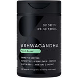 Sports Research Ashwagandha Softgels, cápsulas suaves con coco MCT, para relajación diaria.