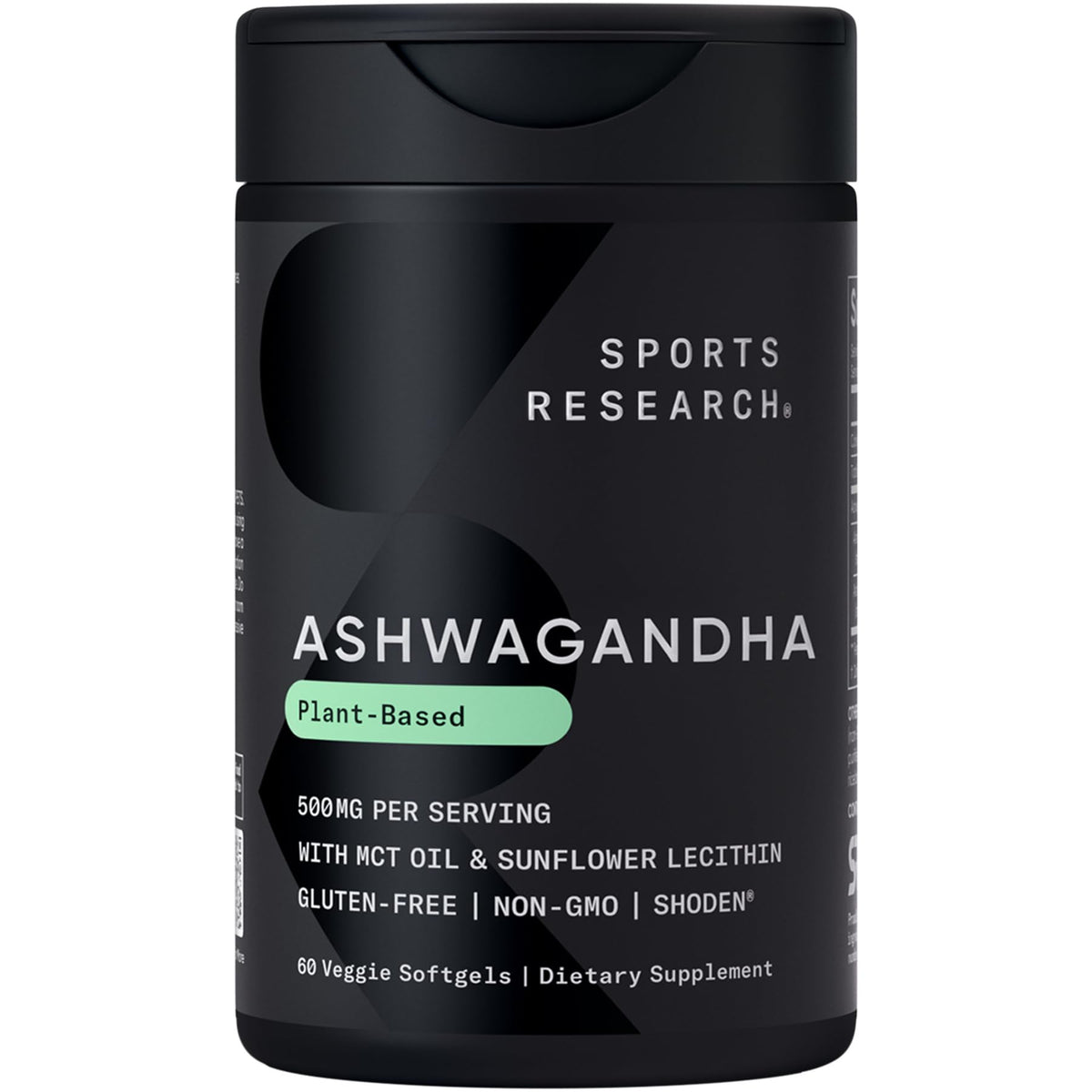 Sports Research Ashwagandha Softgels en botella para relajación diaria.