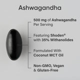 Etiqueta de Sports Research Ashwagandha Softgels con información de withanolides.