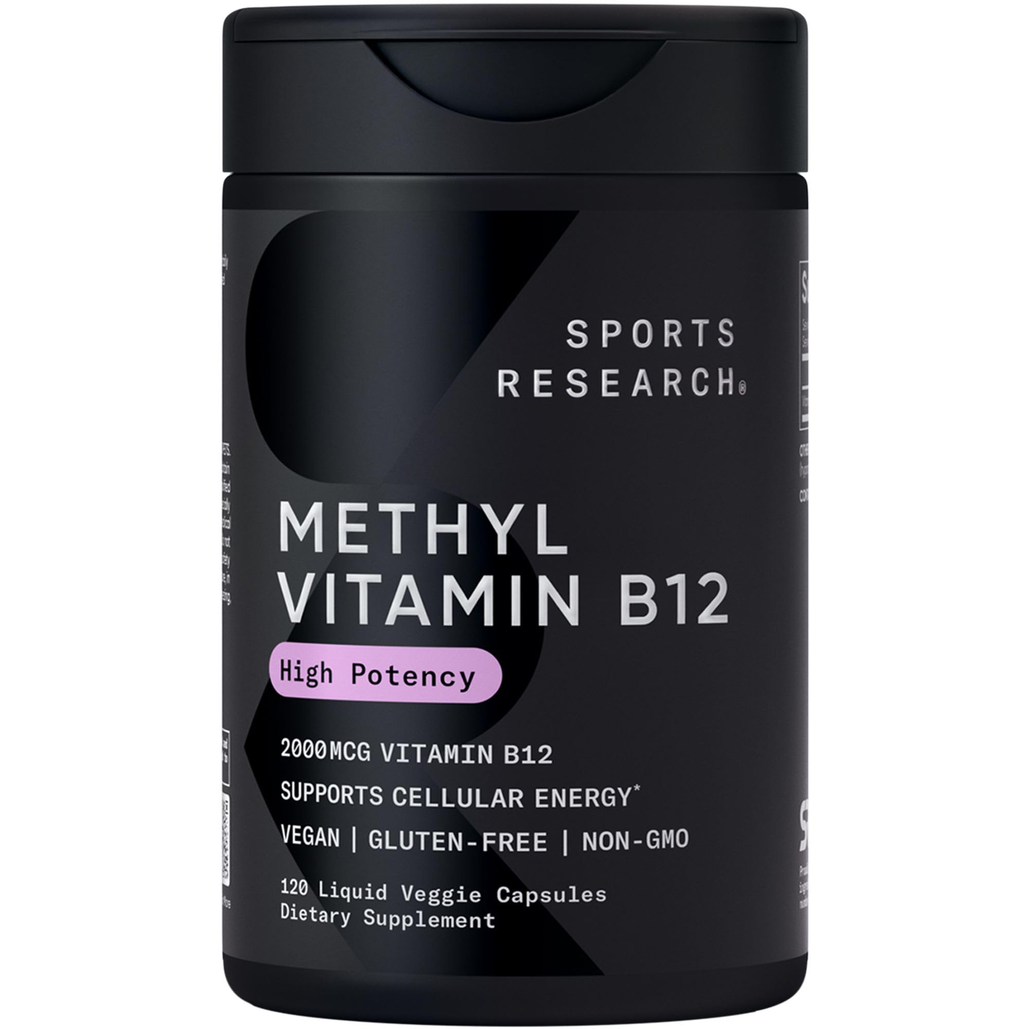 Sports Research Vitamina B12 metilcobalamina en botella para energía diaria
