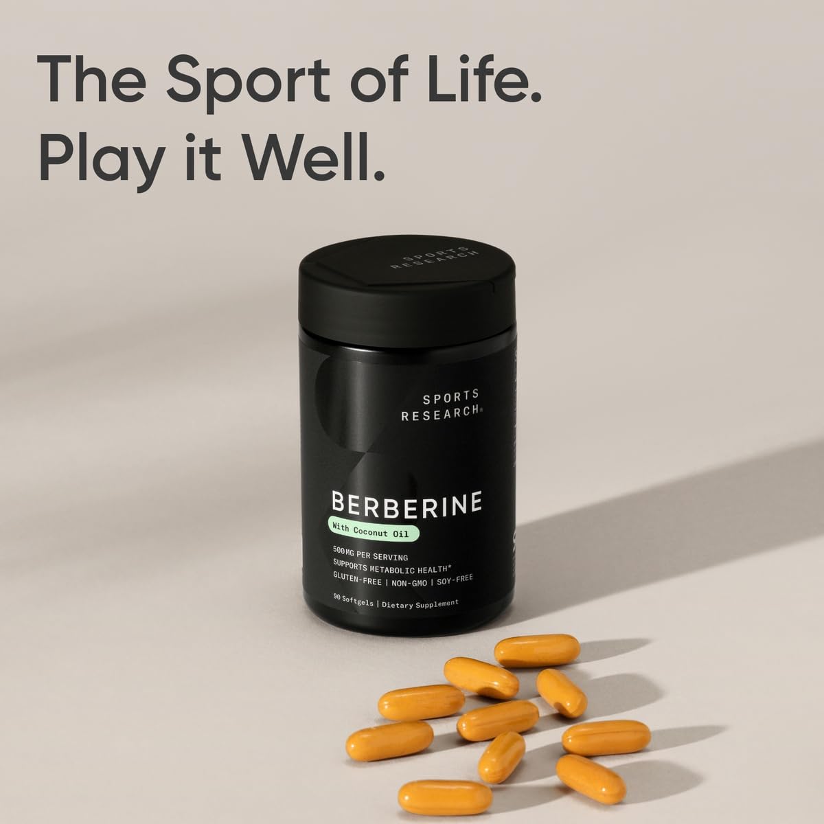 Sports Research Berberina: primer plano de cápsulas para dosis conveniente.