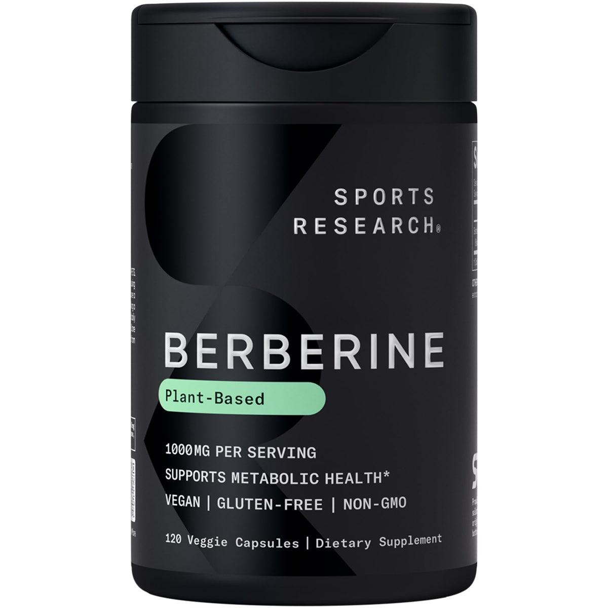 Sports Research Berberina, botella de 1000 mg para apoyo metabólico diario