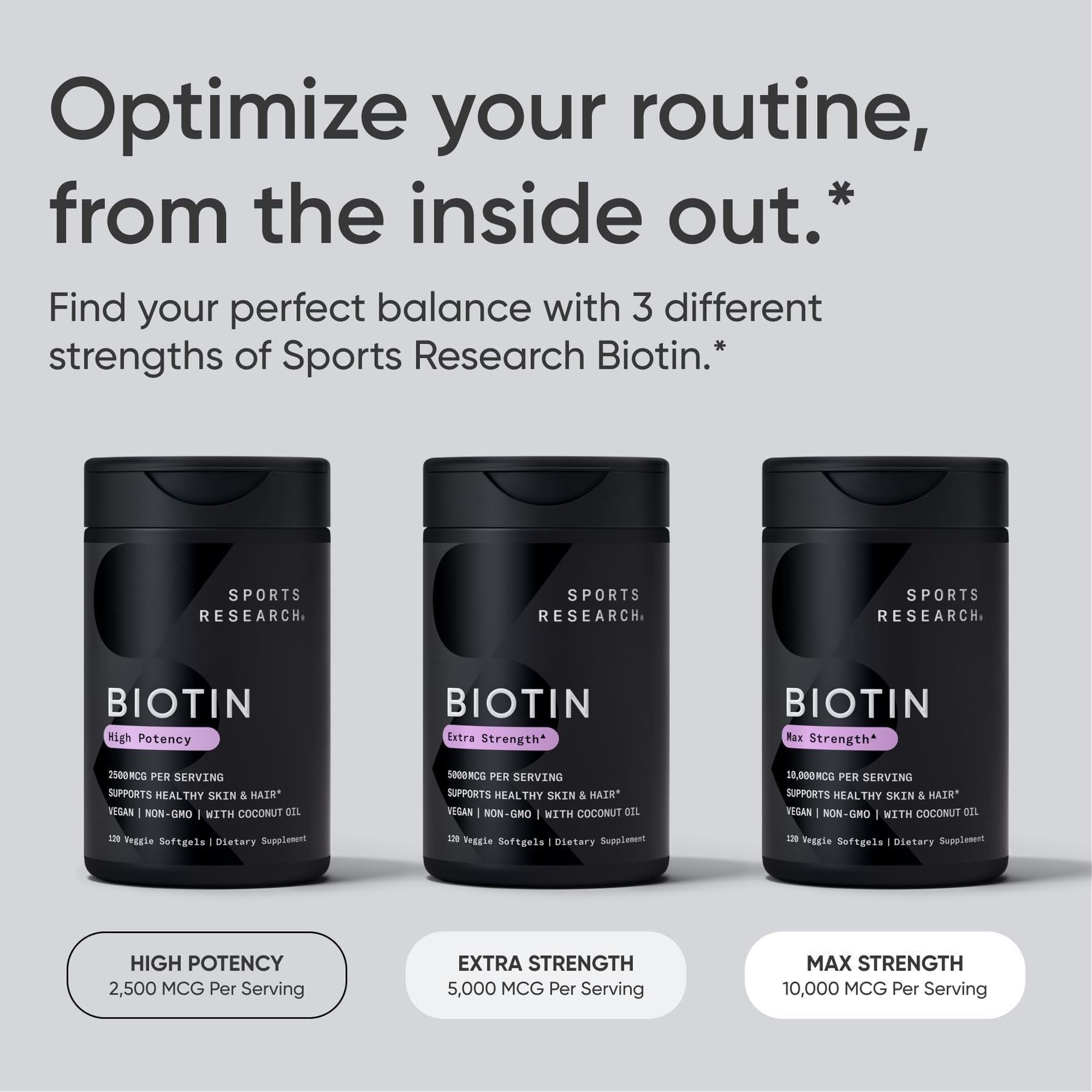 Sports Research Biotin 10,000 mcg, certificado vegano.