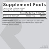 Sports Research Biotin 10,000 mcg, detalles de ingredientes y aceite de coco.