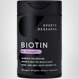 Sports Research Biotin 10,000 mcg, fabricación en EE. UU. certificada.