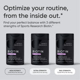 Sports Research Biotina 10,000 mcg botella para rutina diaria.