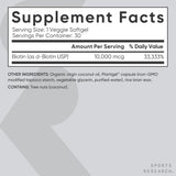 Sports Research Biotina 10,000 mcg presentación sin gluten ni soja.